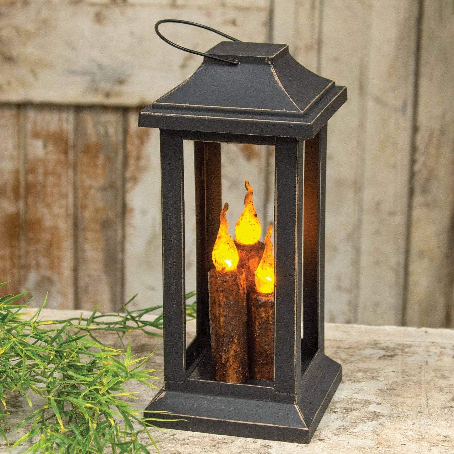 Burnt Mustard Three Taper Lantern - 10 inch