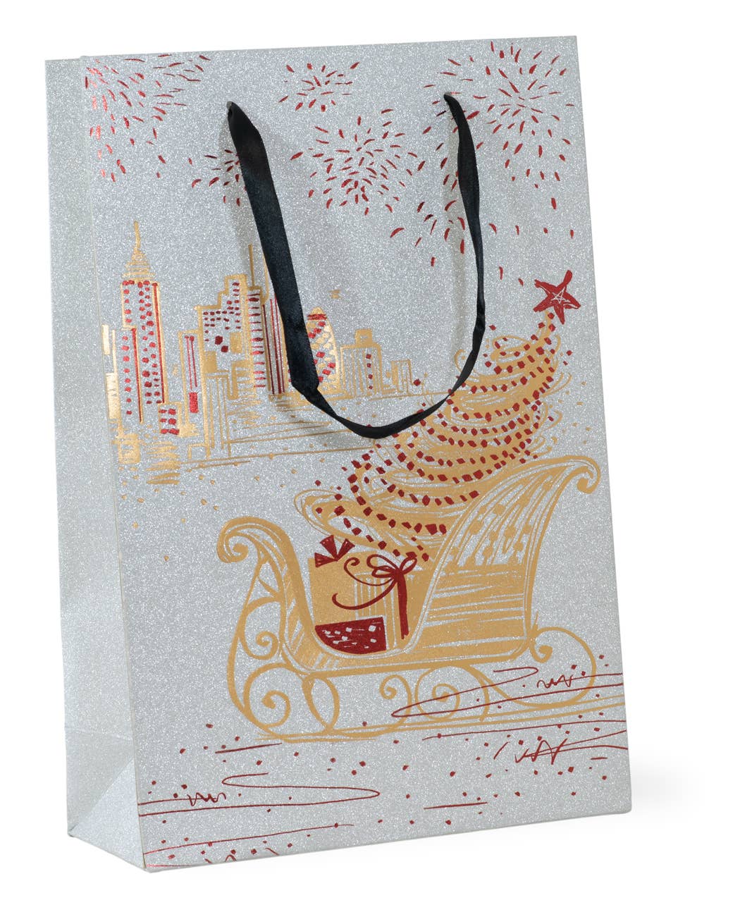 Gold Sleigh Small Christmas Gift Bag