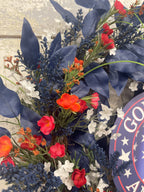 God Bless America Patriotic Floral Grapevine Wreath