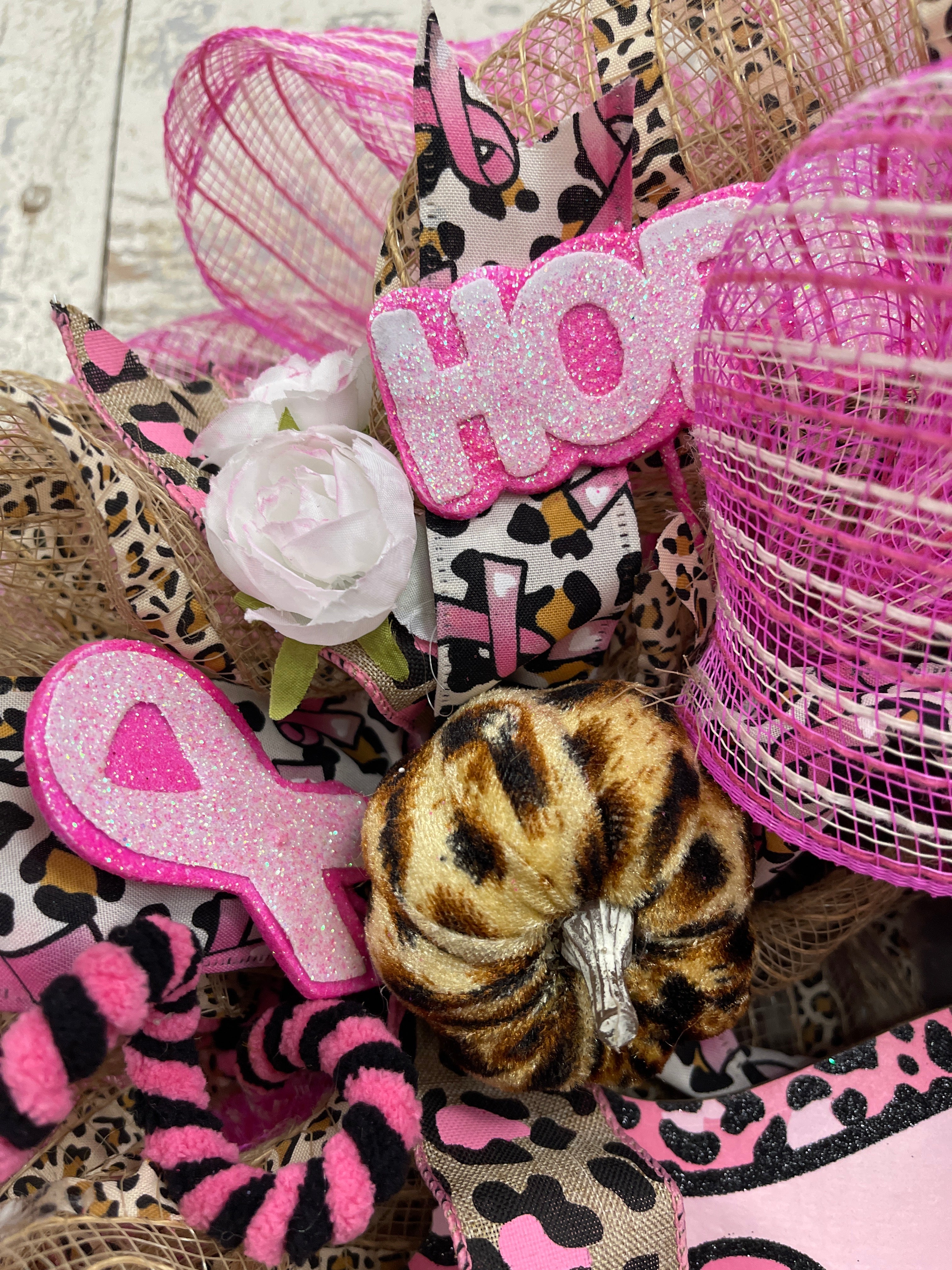 Fight like a Girl Breast Cancer Mesh Wreath