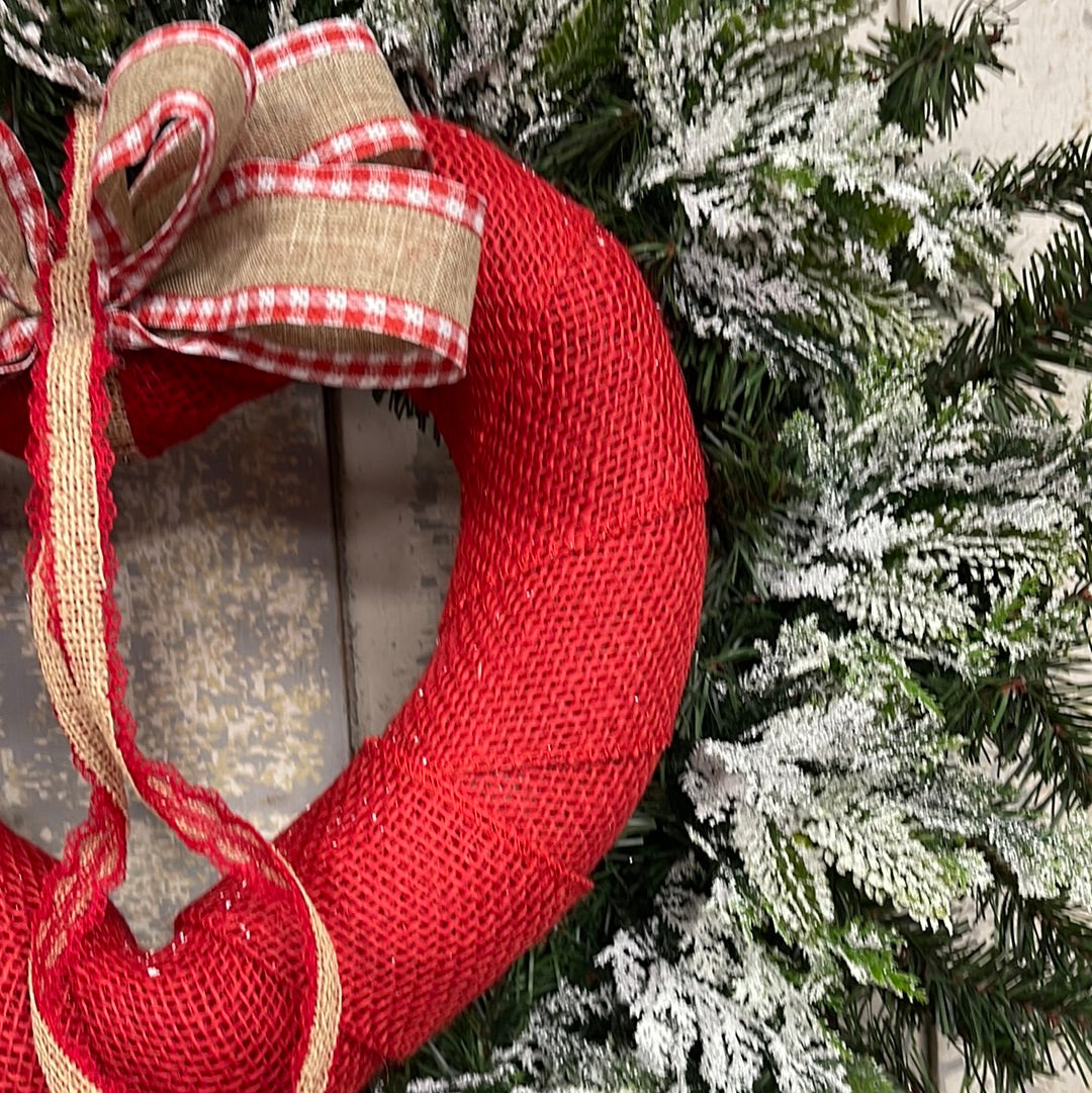 Winter Valentine Snowy Pine Wreath