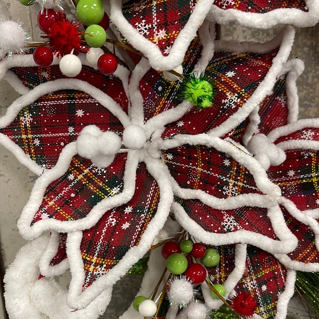 Whimsical Tartan Plaid Christmas Wreath