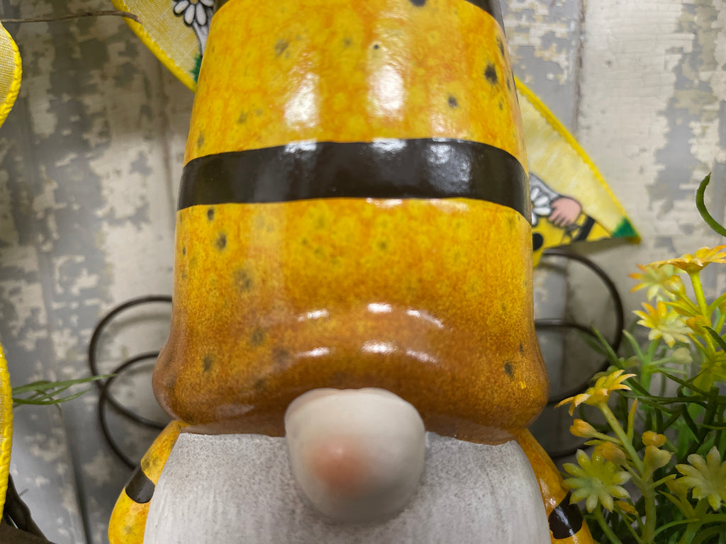 Small Bee Gnome Wreath with Bow