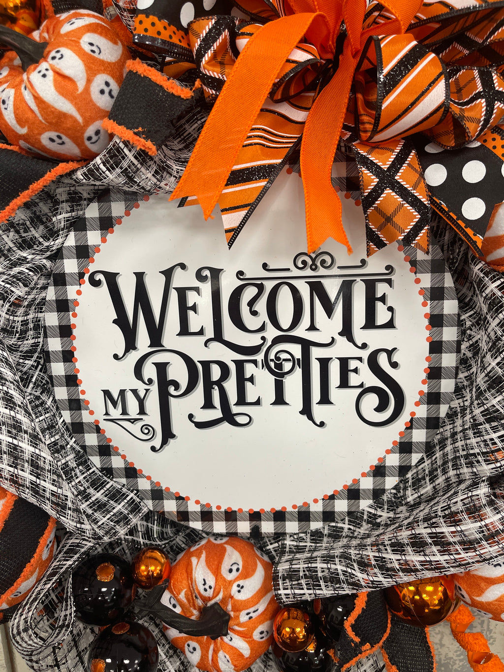 Halloween Lighted Mesh Wreath