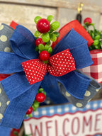 Summer Cherry Wreath with Bow