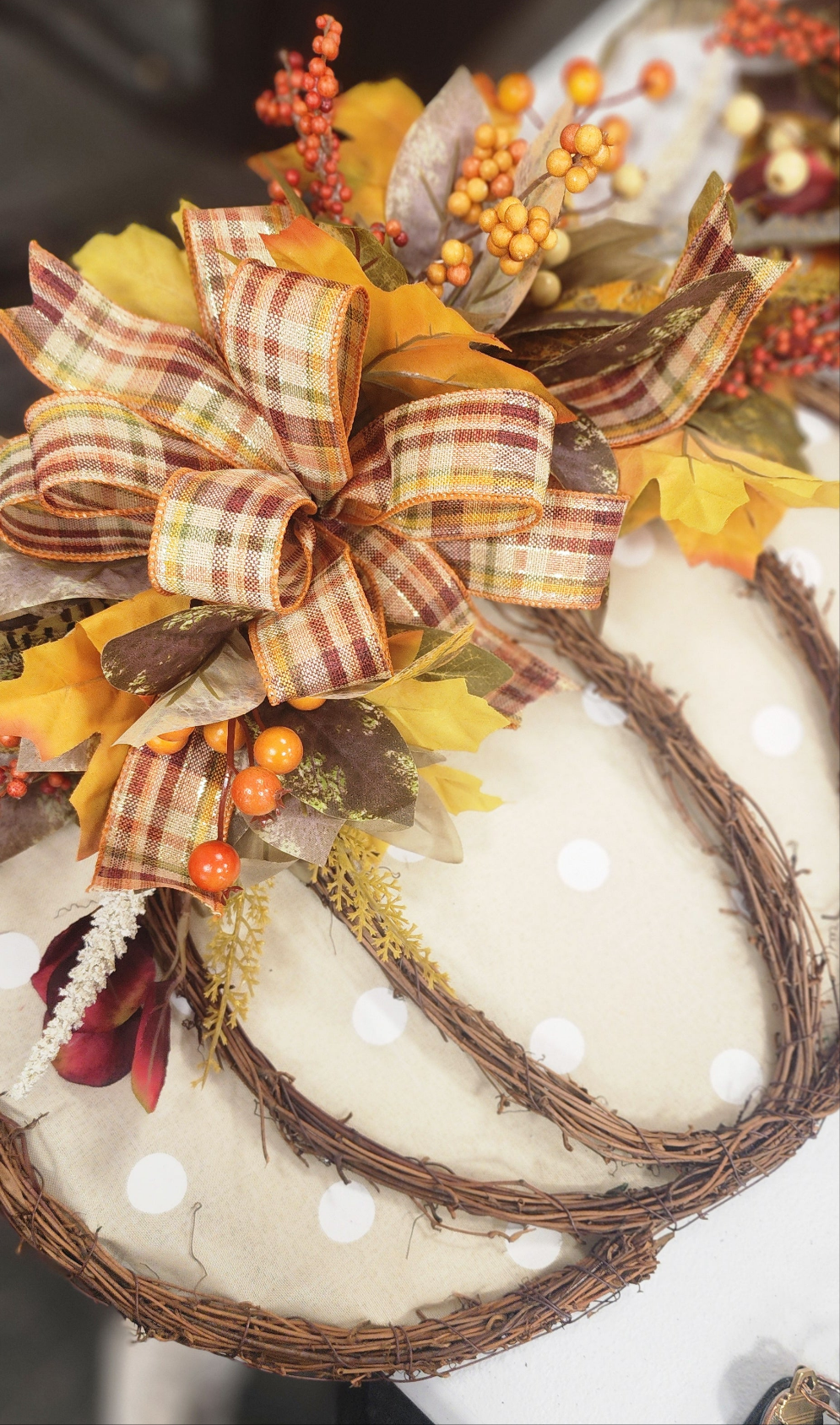 Polka Dot Burlap Pumpkin Doorhangers