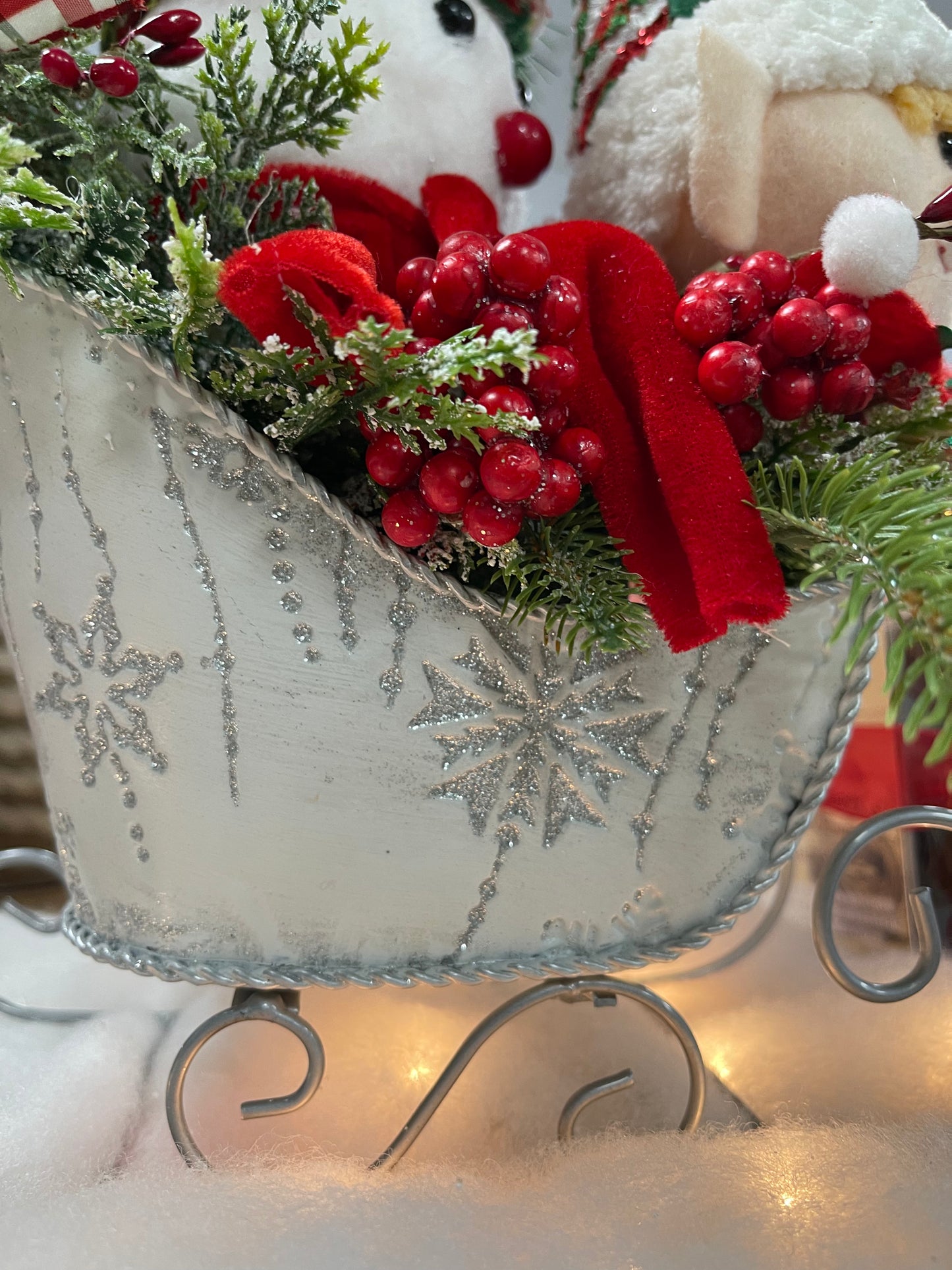 Elf and snowman Sleigh Centerpiece