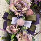 Purple Rose Oval Grapevine Wreath