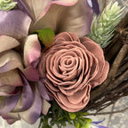 Purple Rose Oval Grapevine Wreath