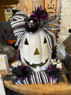 B/O White Pumpkin Halloween Arrangement