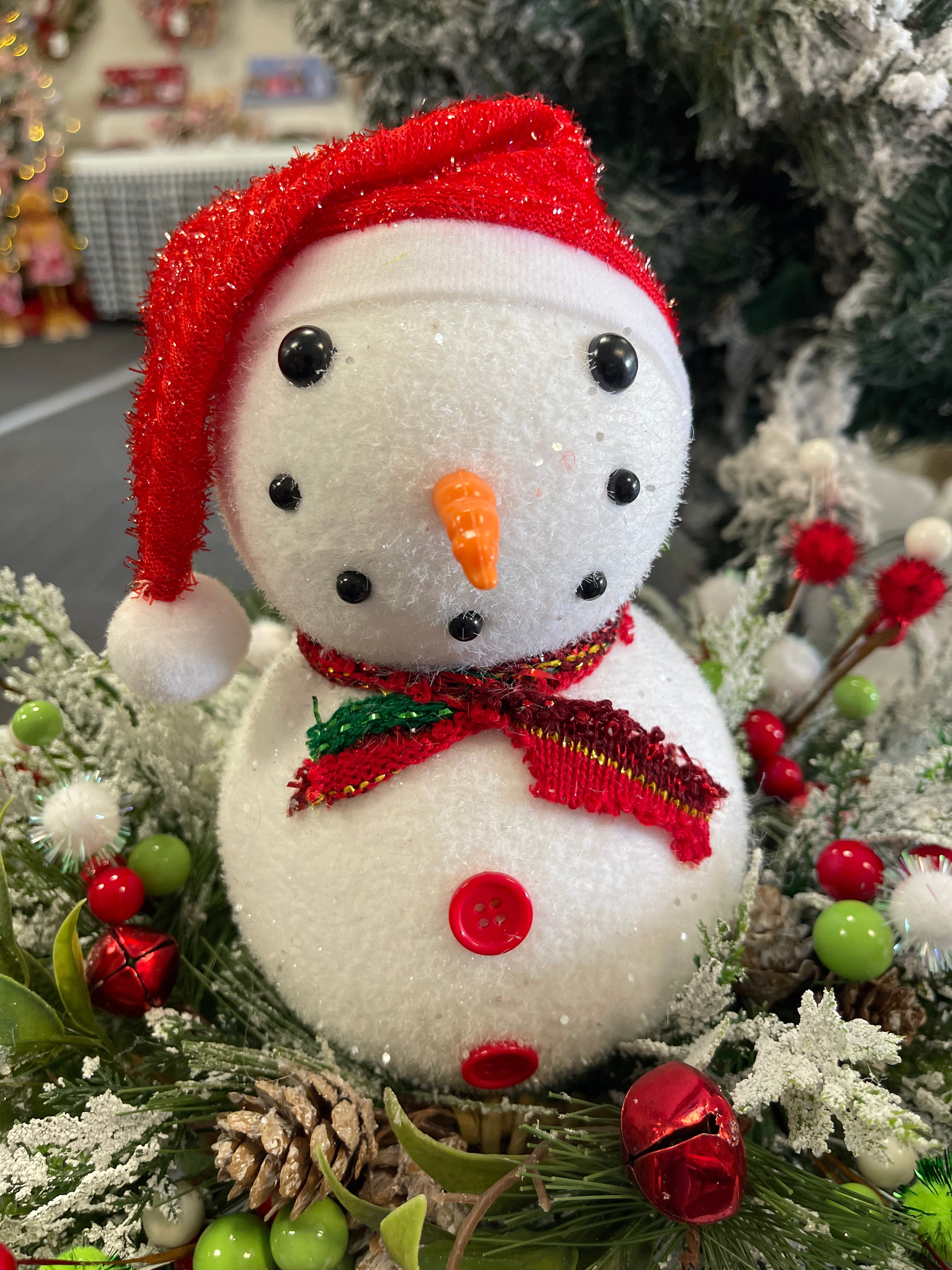 Whimsical Snowman Candlestick Arrangement