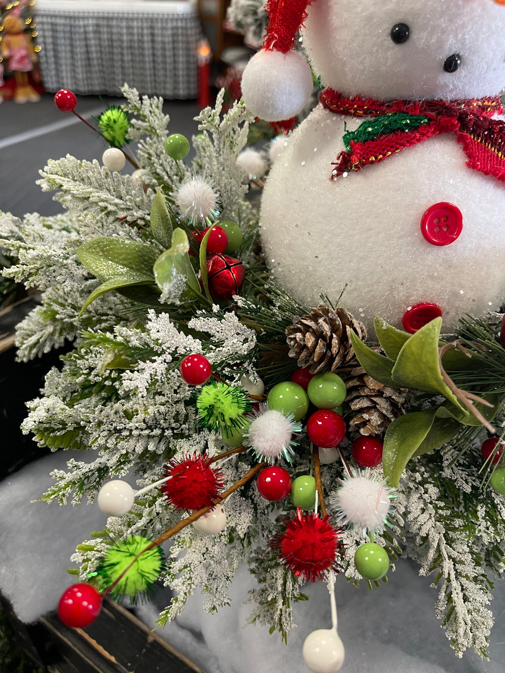 Whimsical Snowman Candlestick Arrangement