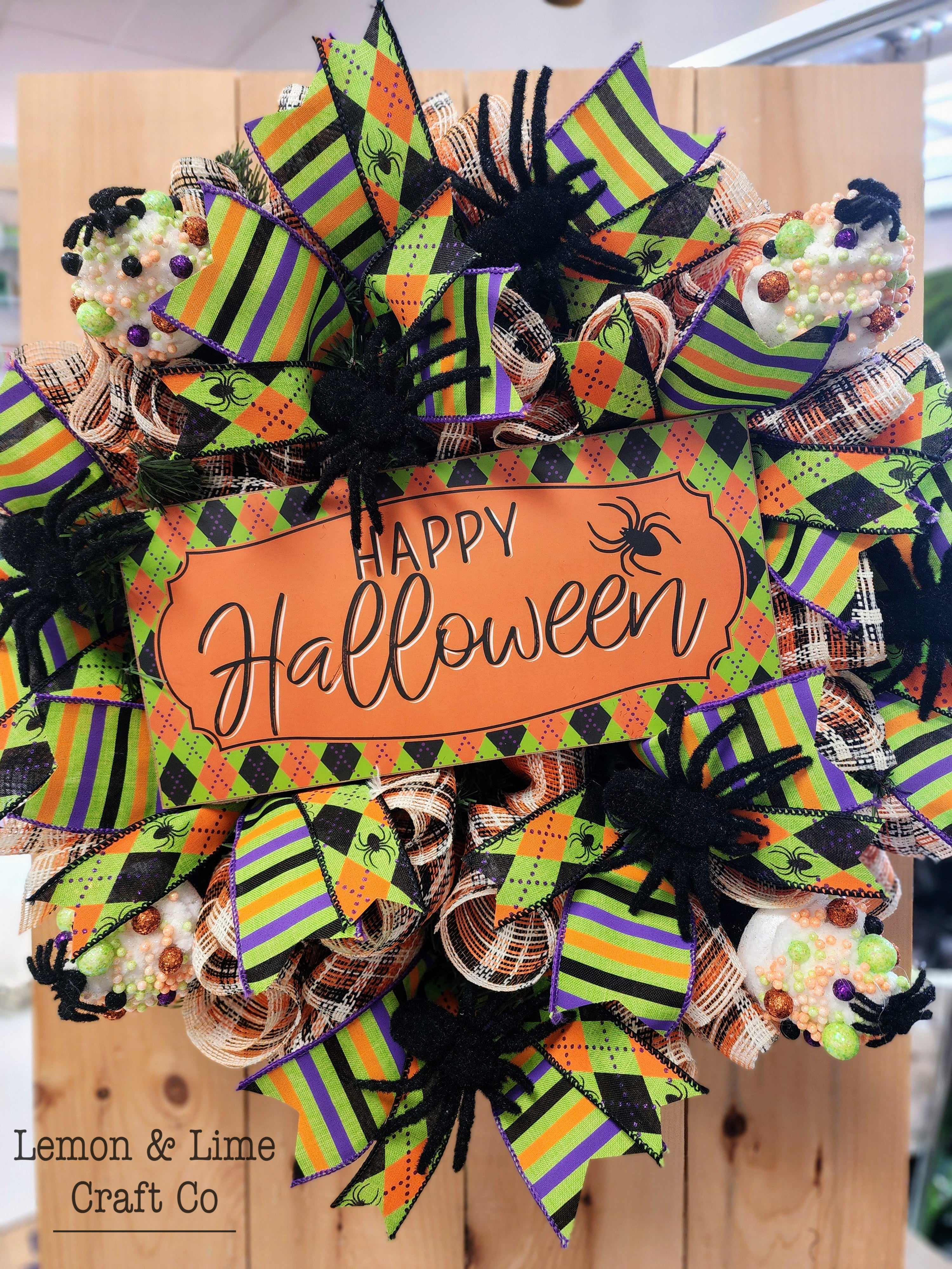 Spooky Spider Halloween Mesh Wreath
