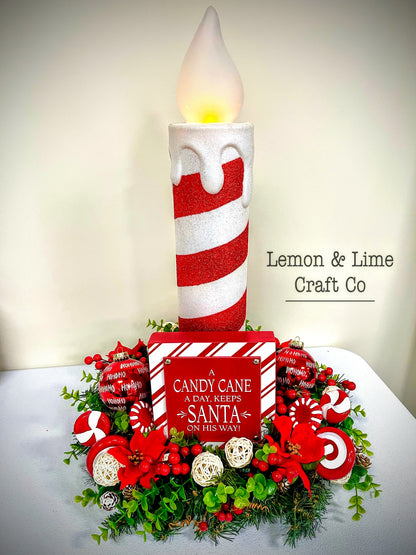 Candy Cane Santa Candle