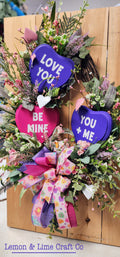 Candy Heart Valentine Grapevine Wreath