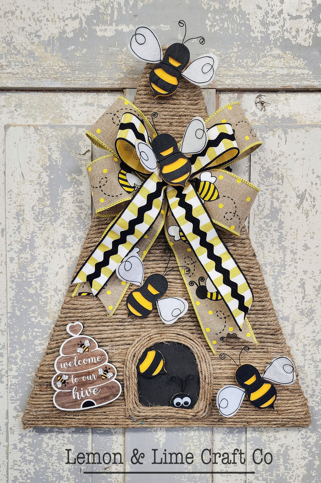 Jute Wrapped Bee Doorhanger with Bow