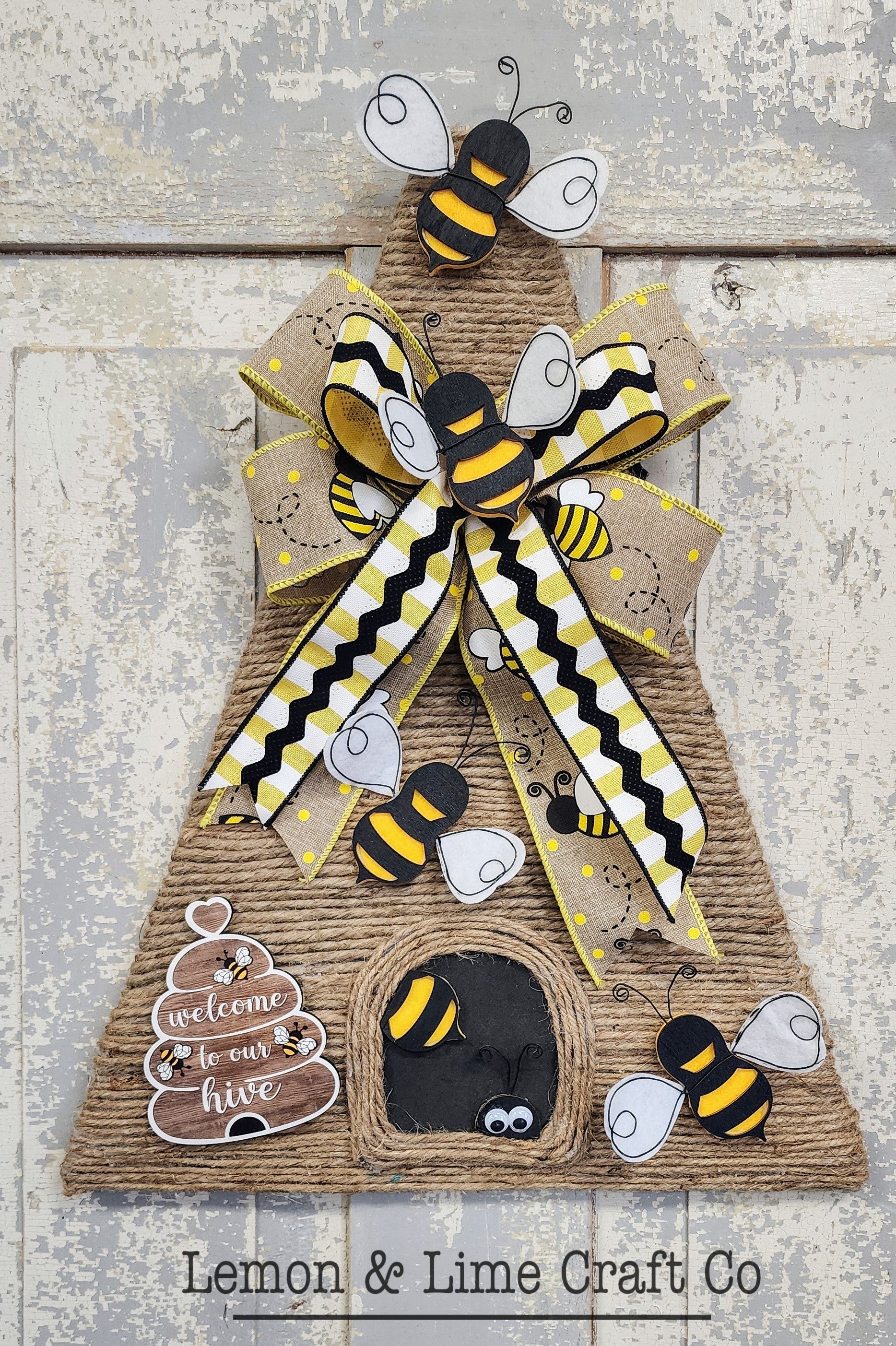 Jute Wrapped Bee Doorhanger with Bow