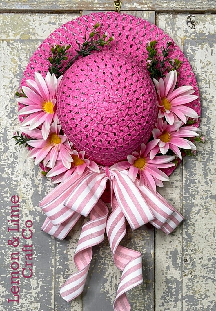 Pink Bonnet Spring Doorhanger
