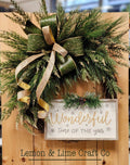 Gold and Green Pine Grapevine Wreath