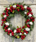 Winter Berry and Cotton Wreath