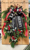 Black and White Christmas Swag with Tag Sign