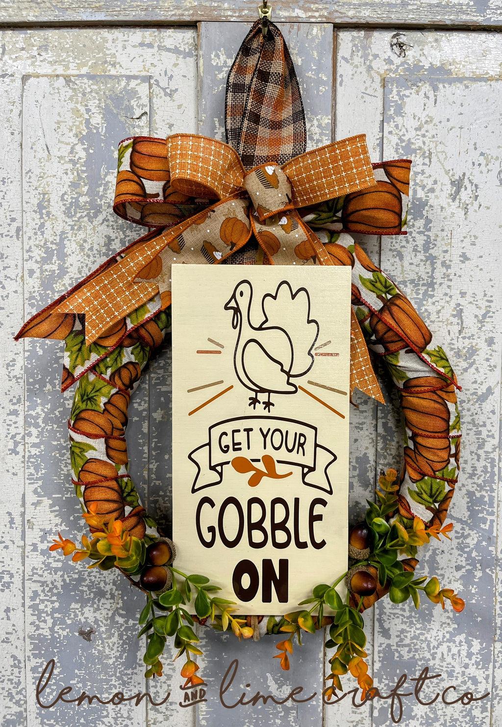 Ribbon Wrapped Thanksgiving Wreath