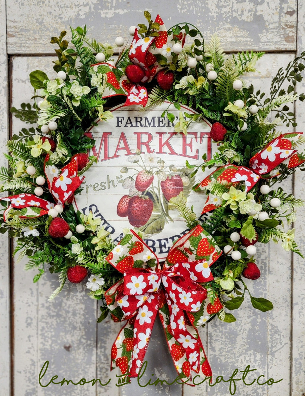 Small Strawberry Floral Grapevine Wreath