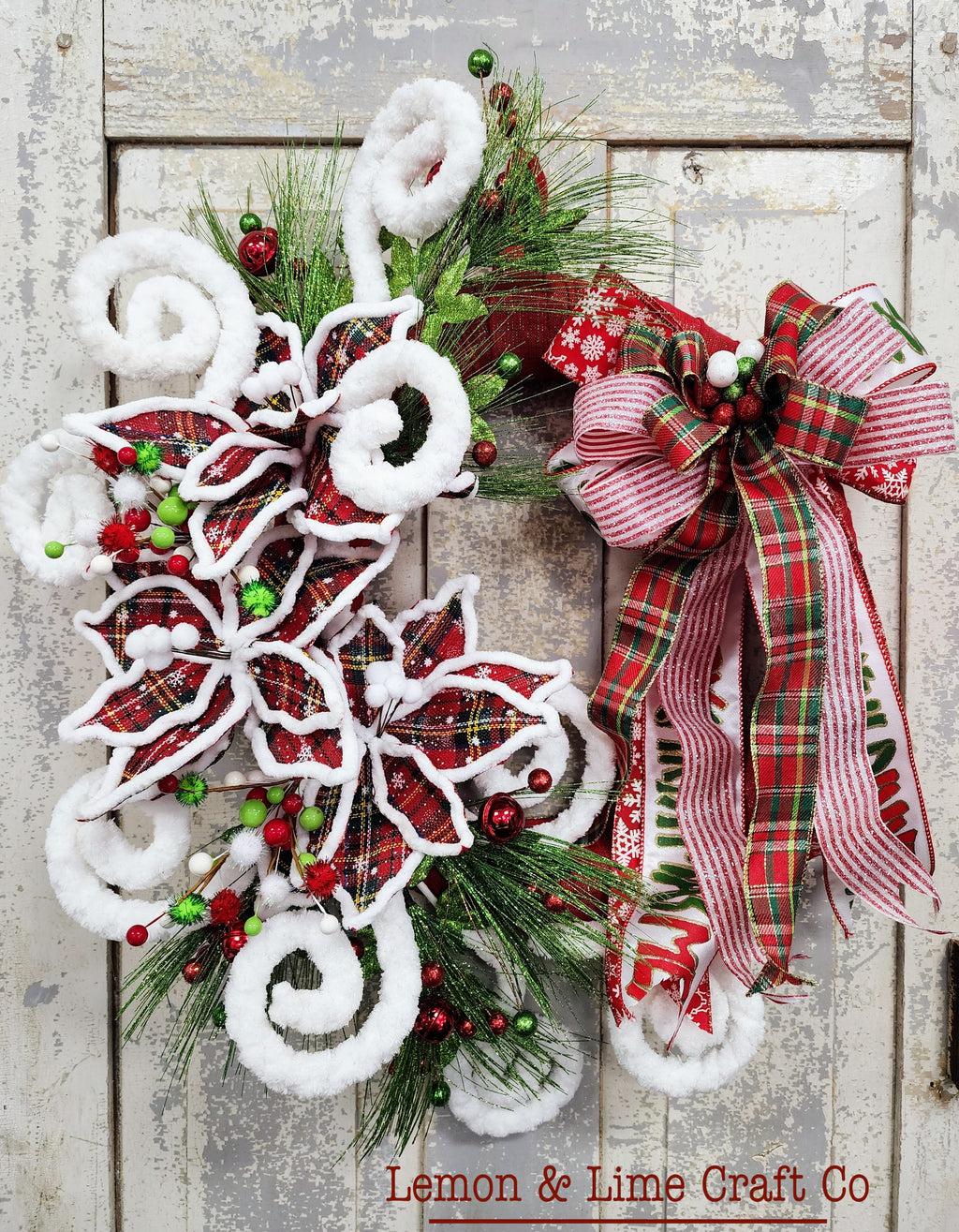Whimsical Tartan Plaid Christmas Wreath