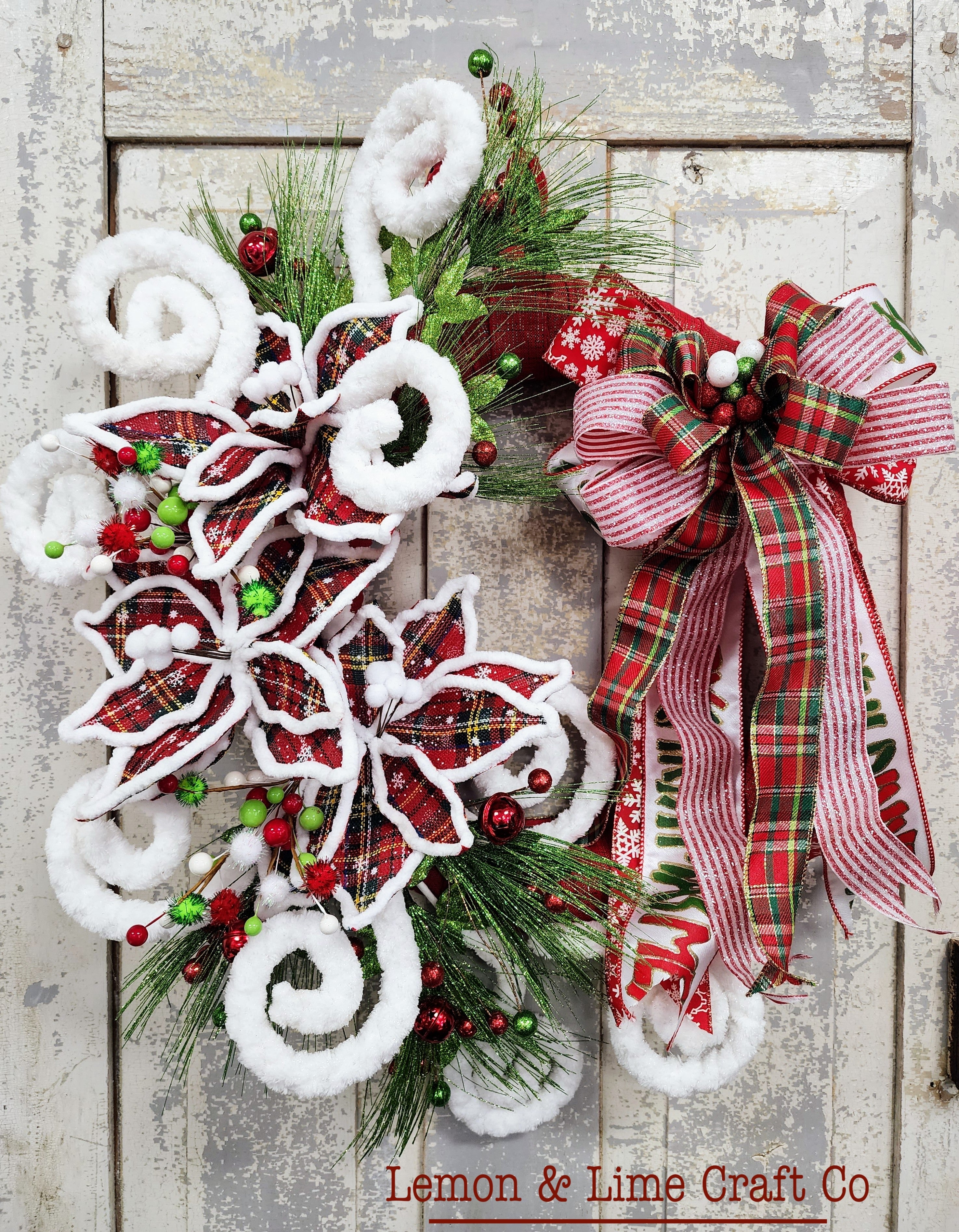 Whimsical Tartan Plaid Christmas Wreath