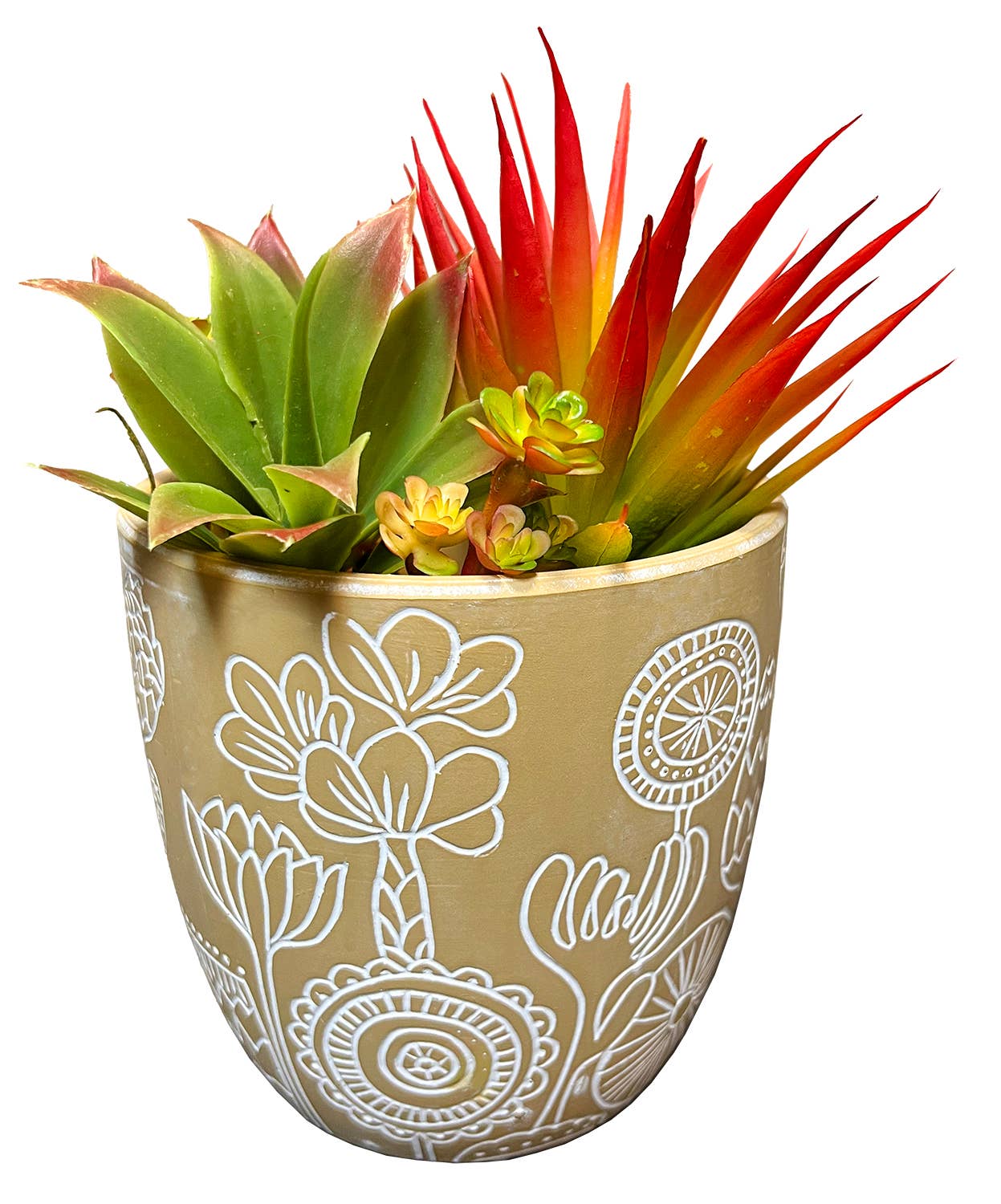 Medium Floral Engraved Planter