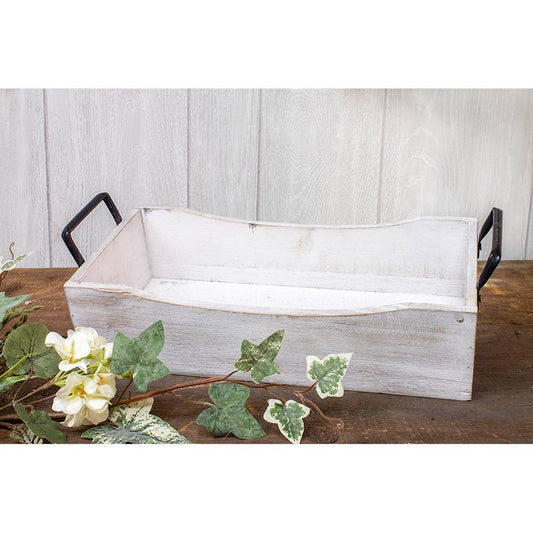 Whitewashed Box Tray - 15.75 x 6.75 .x 4.75 in