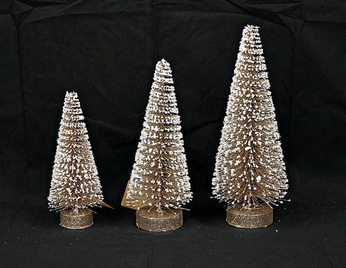 8in Champagne White Glitter Mini Tree