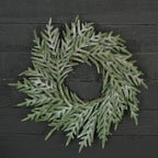 22in Wreath - Snowy Sparkle Real Touch Norfolk Pine