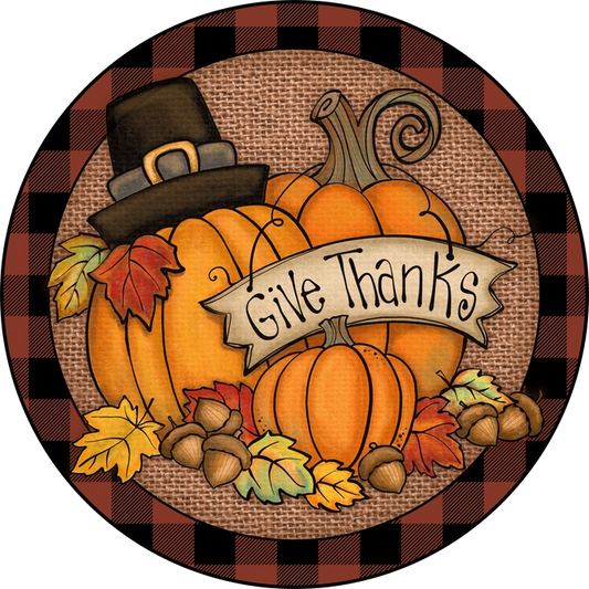 18" Wood Round - Give Thanks