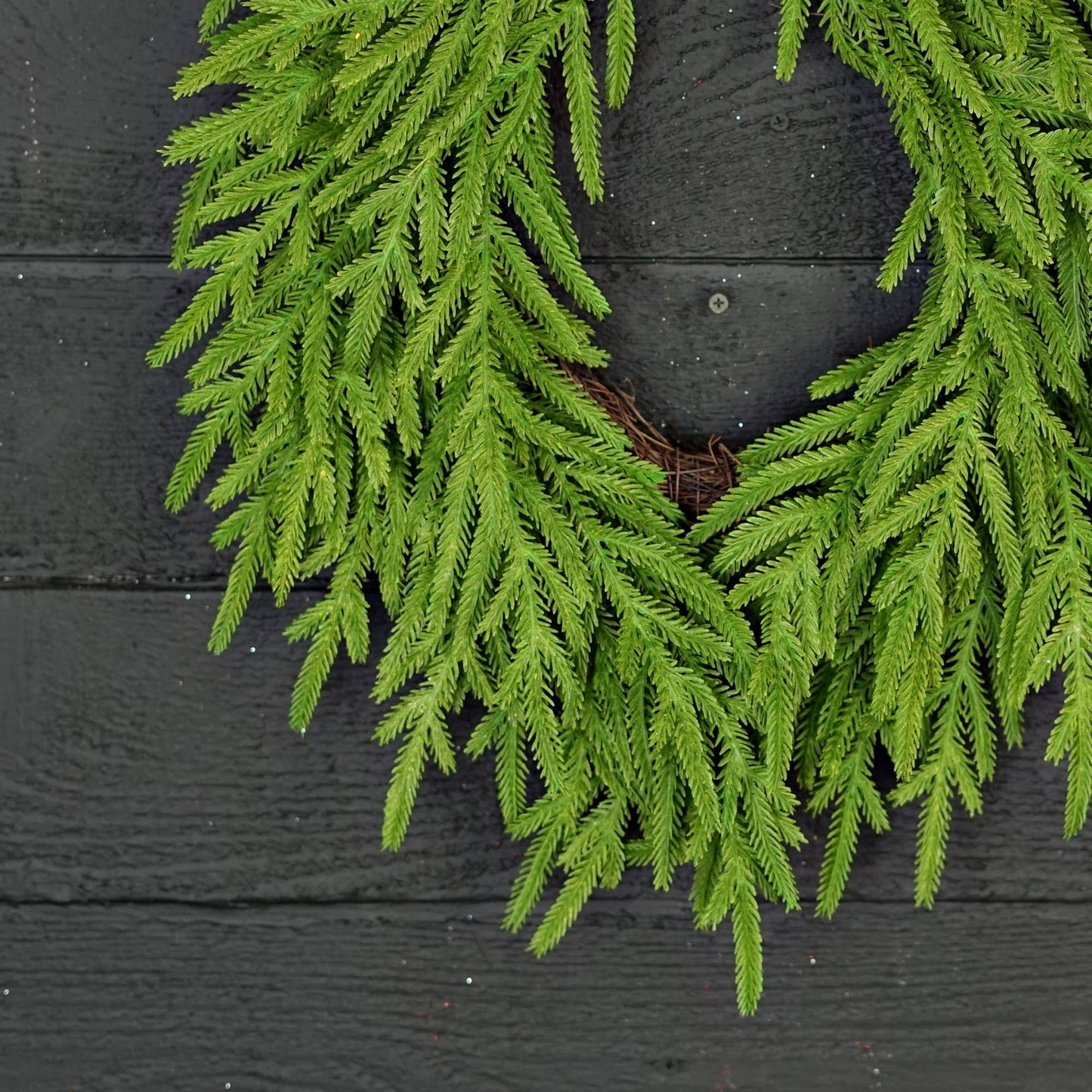 20in Heart Twig Wreath - Soft Touch Evergreen Norfolk Pine