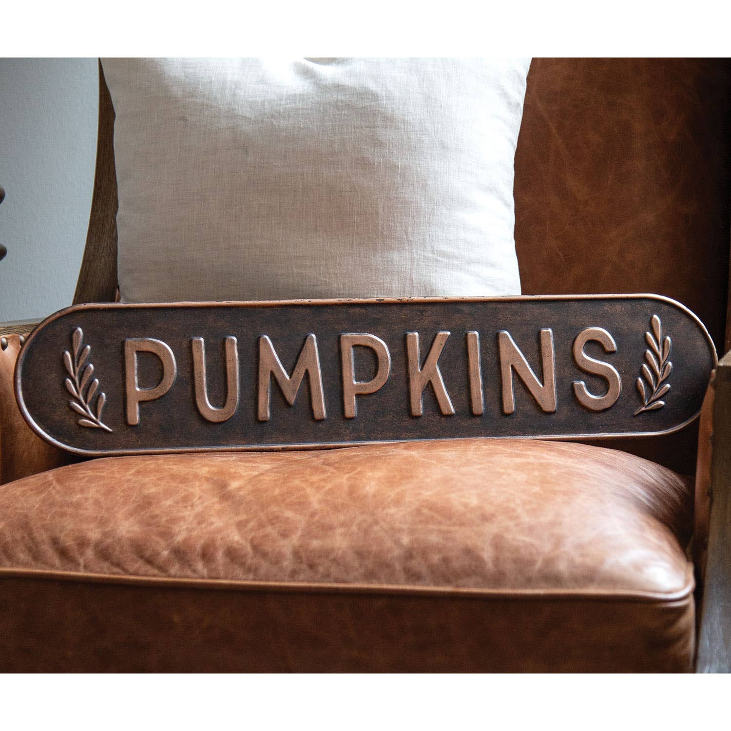 Pumpkins Rustic Brown Metal Sign