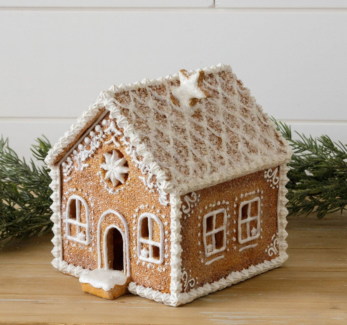 Lighted Gingerbread House With Snowy Roof