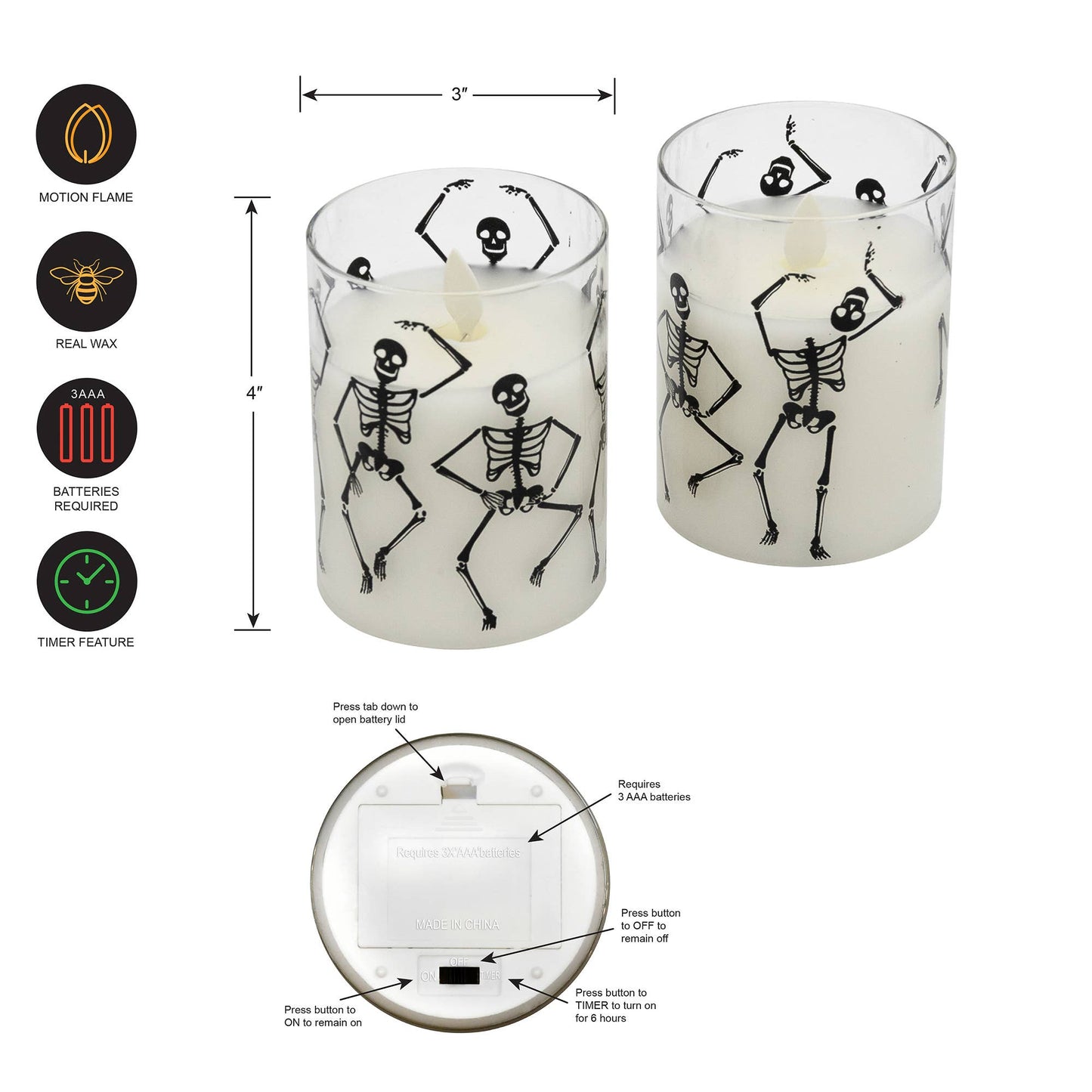 Graveyard Dance - Battery Operated LED Glass Candle