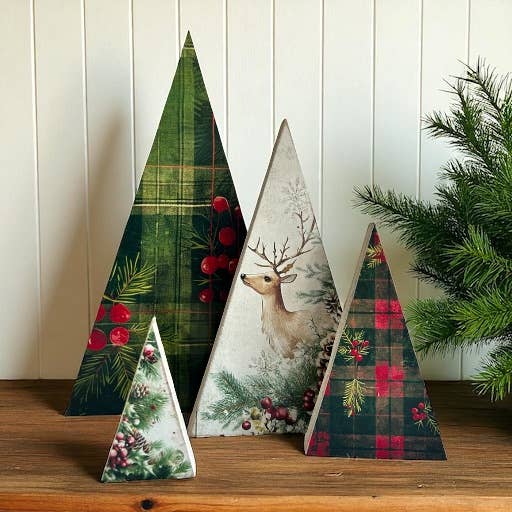 Farmhouse Wood Christmas Trees-Flannel Christmas
