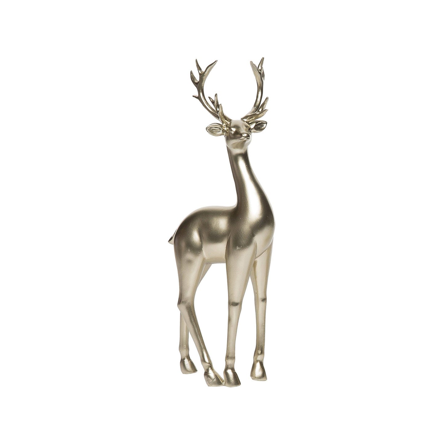 Resin 13 in. Gold Christmas Standing Reindeer Decor