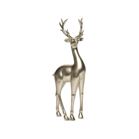 Resin 13 in. Gold Christmas Standing Reindeer Decor