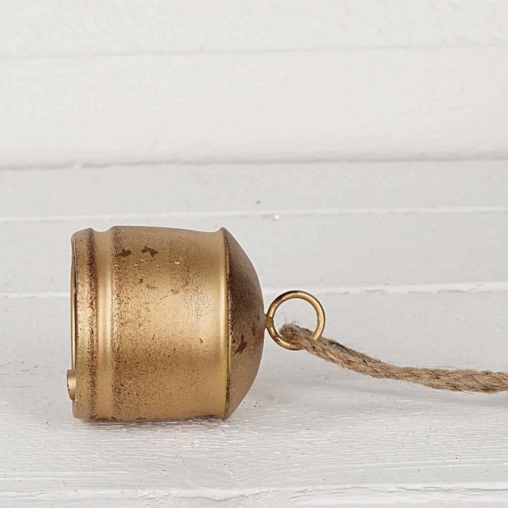 Vintage Gold Silo Bell with Jute Loop