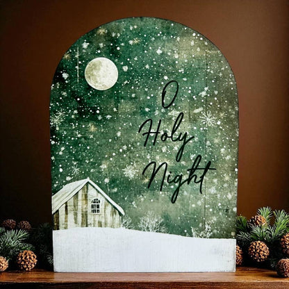O Holy Night Holiday Wood Arch-Christmas Decor Sitter