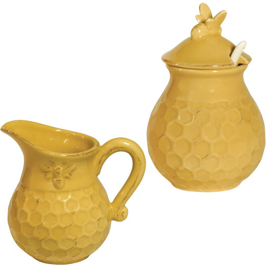 Honeycomb Ceramic Cream & Sugar Set