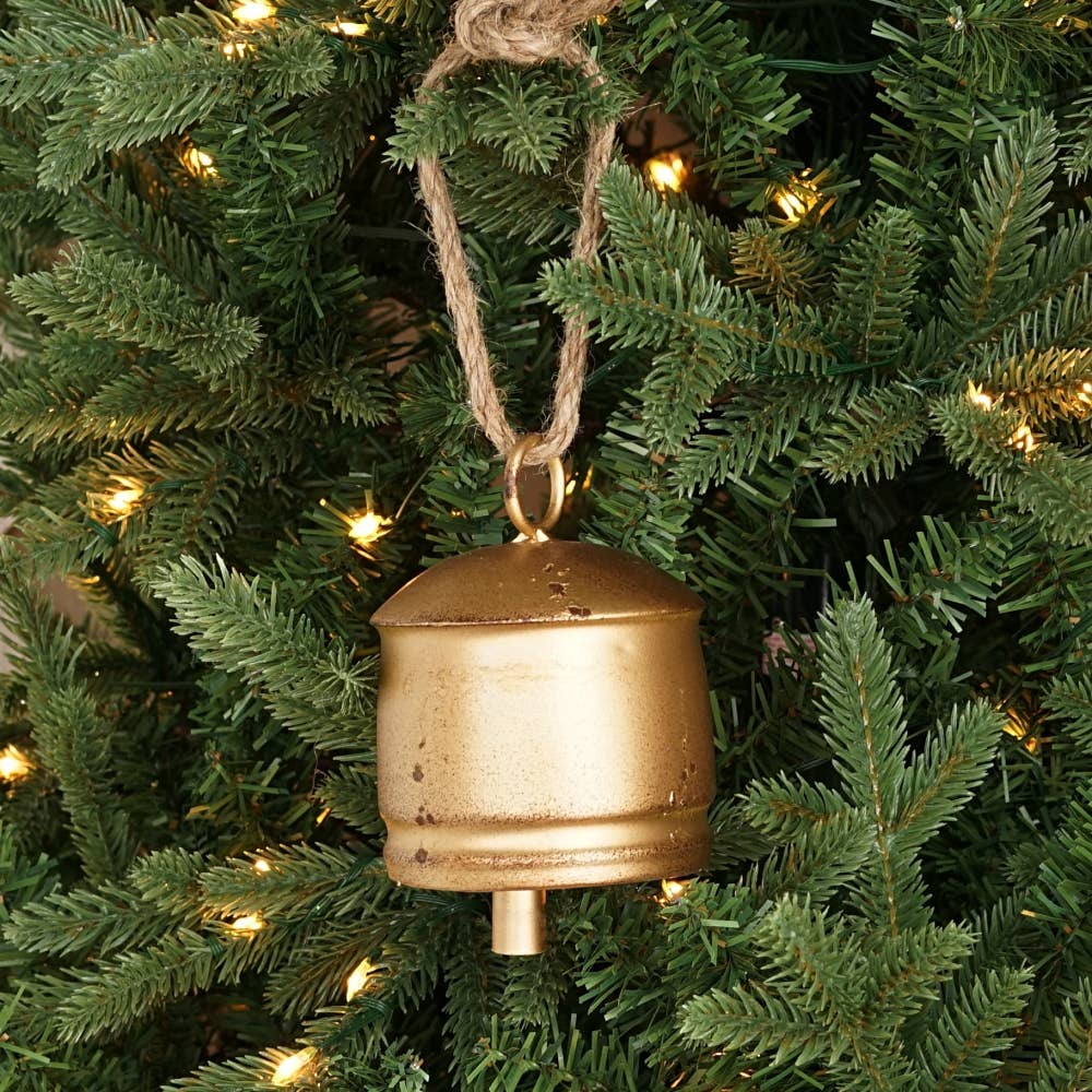 Vintage Gold Silo Bell with Jute Loop
