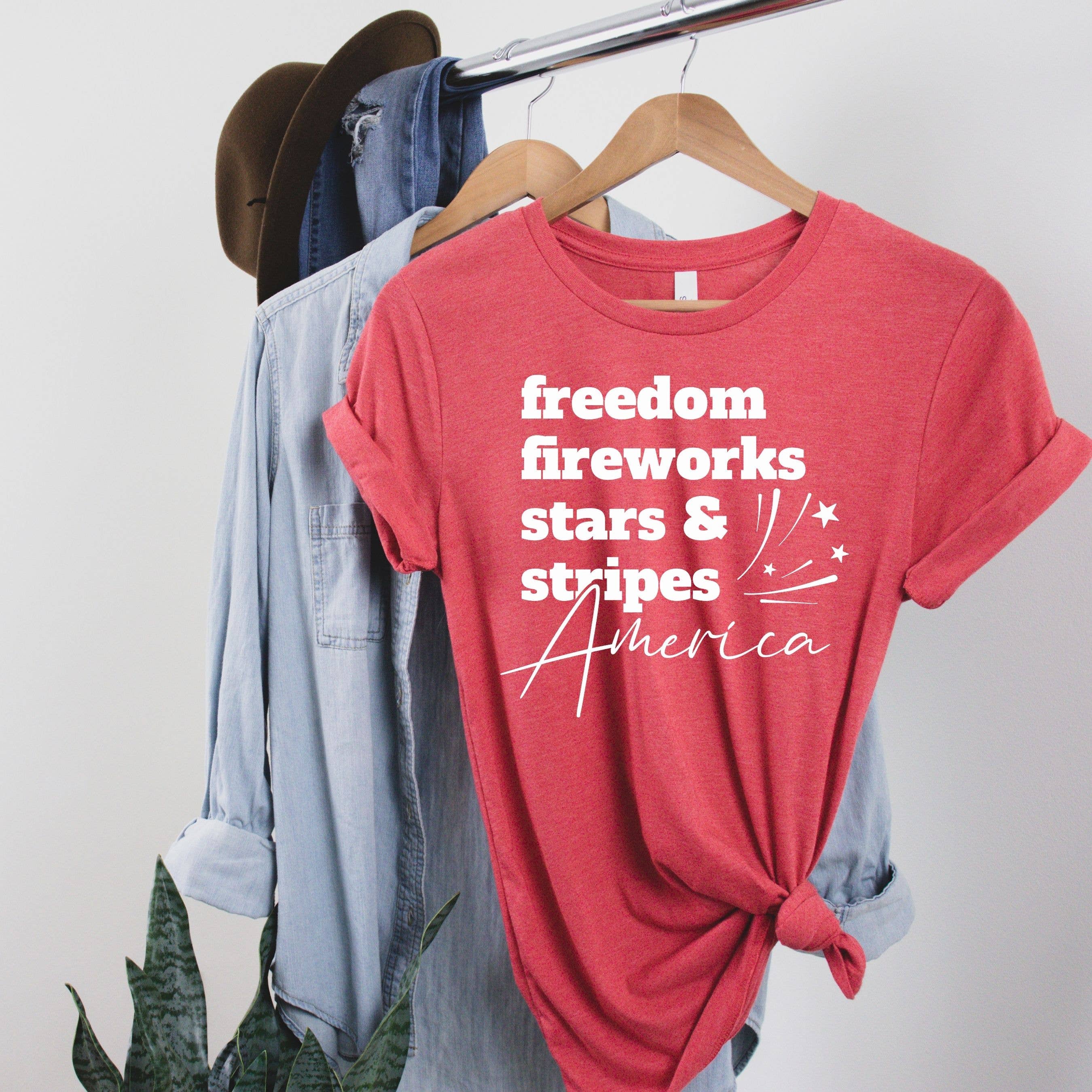 Freedom Fireworks America Red Tee