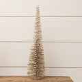 Pencil Bottle Brush Tree - White and Champagne Glitter