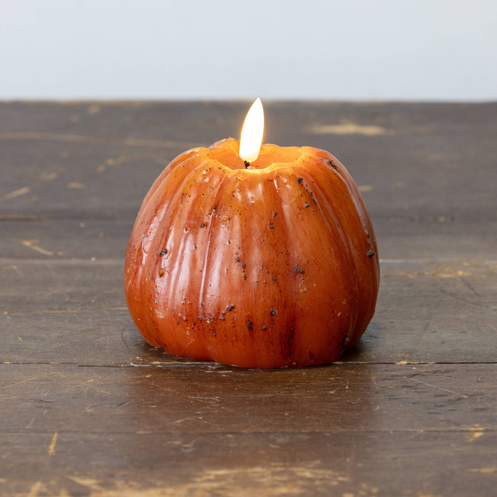 4" Orange 3D Flame Tall Pumpkin Candle