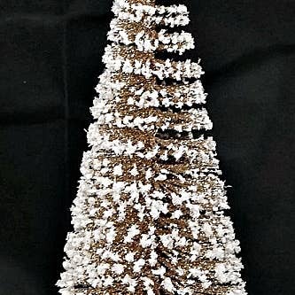 8in Champagne White Glitter Mini Tree