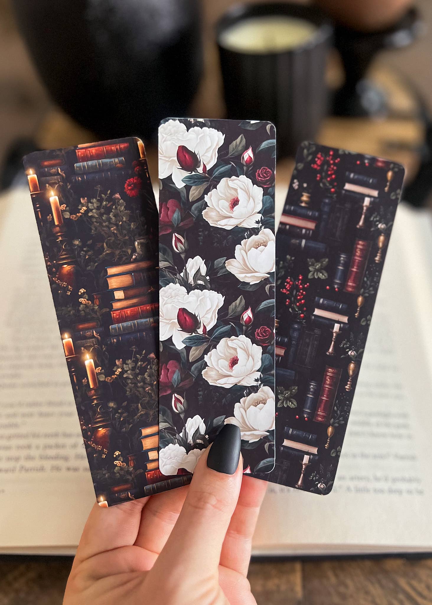 Dark Floral Bookmarks - Dark Academia